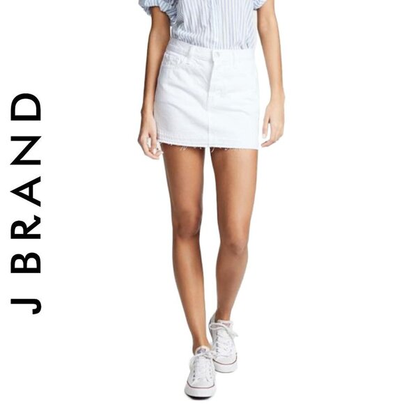 NWT J Brand Bonny Frayed Hem Mid-Rise Denim Jean Mini Skirt - Picture 1 of 8
